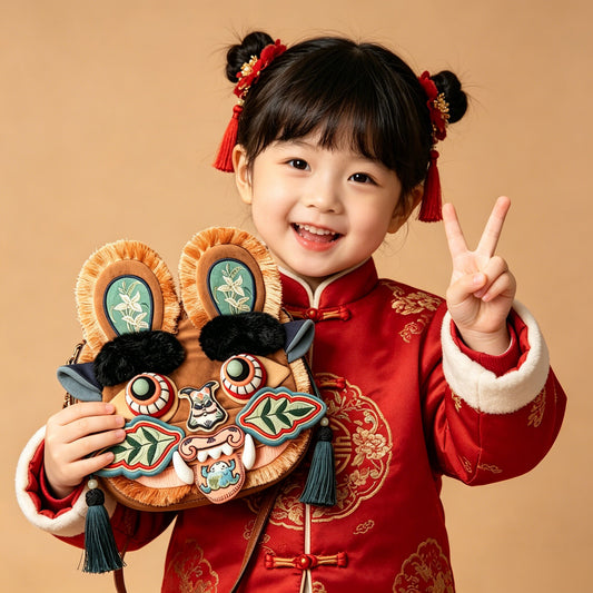 Chinese folk art intangible cultural heritage tiger head crossbody bag