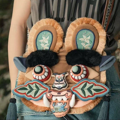 Chinese folk art intangible cultural heritage tiger head crossbody bag