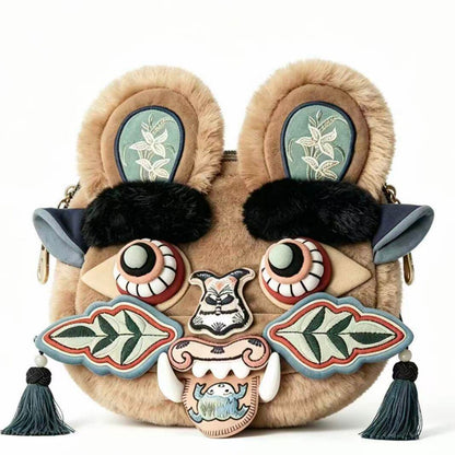 Chinese folk art intangible cultural heritage tiger head crossbody bag