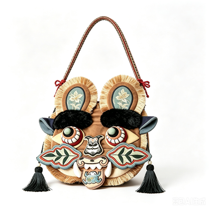Chinese folk art intangible cultural heritage tiger head crossbody bag